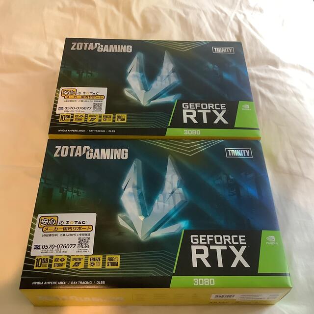 未使用　ZOTAC 非LHR  rtx3080 2台PCパーツ