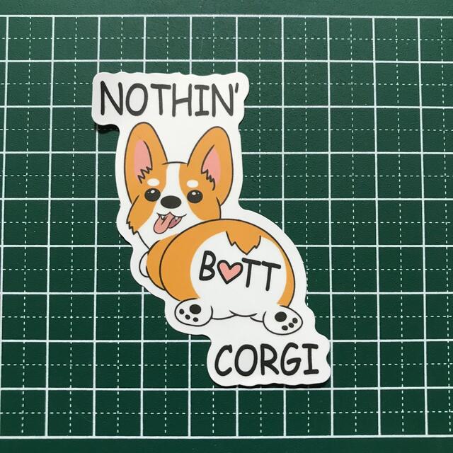 NOTHIN’ B❤️TT CORGI 見返りコーギー 防水ステッカー 自動車/バイクのバイク(ステッカー)の商品写真