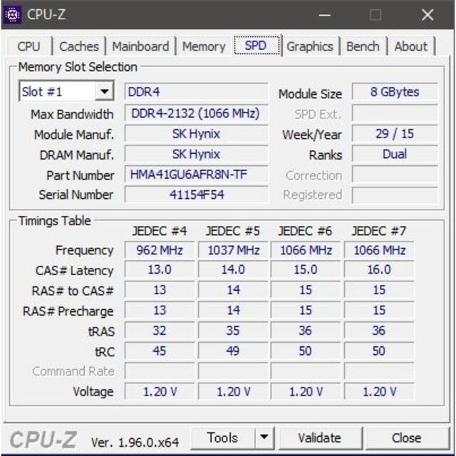 SKhynix 16GB (8GBx2) DDR4-2133 #523 4