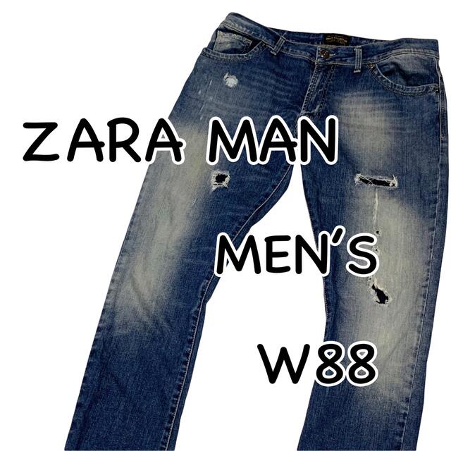 ZARA(ザラ)のZARA JEANS ダメージ加工 リペア加工 ストレッチ USA34 メンズのパンツ(デニム/ジーンズ)の商品写真