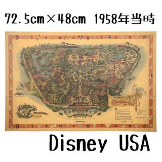 【セール】ポスター 015 ディズニーランド USA 1958当時 大判地図(地図/旅行ガイド)