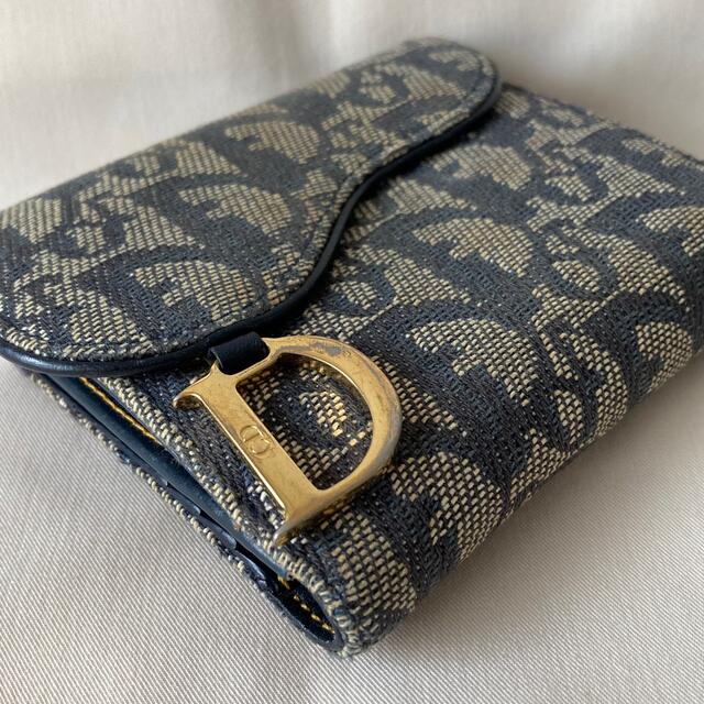 Dior クリスチャン ディオール サドル トロッター 二つ折り財布 ネイビー Dior クリスチャン ディオール サドル トロッター 二つ折り財布 ネイビー