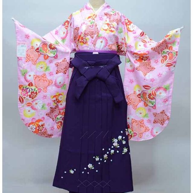 二尺袖 着物 袴 フルセット 百花斉放 淡いピンク色 袴変更可能 NO36815別途￥450