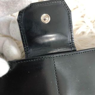 【美品】アニエスベー 長財布 がま口 ガラスレザー ロゴ金具 ブラック
