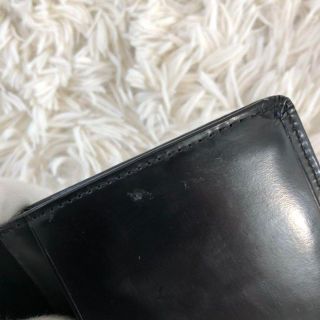 【美品】アニエスベー 長財布 がま口 ガラスレザー ロゴ金具 ブラック