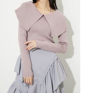 リエンダ(rienda)の リエンダ　オーバーターンカラーknitTOP(ニット/セーター)