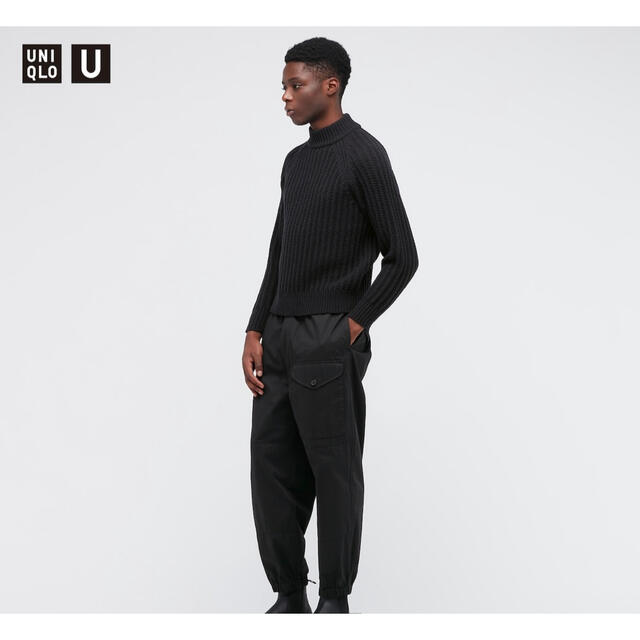 UNIQLO(ユニクロ)のローゲージモックネックセーター(長袖) 黒black Lサイズ メンズのトップス(ニット/セーター)の商品写真