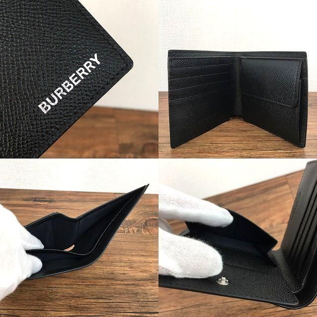 未使用品 BURBERRY 二つ折り財布 ブラック レザー 385