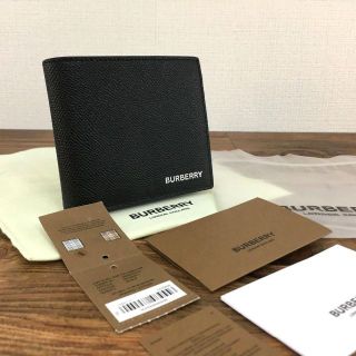 未使用品 BURBERRY 二つ折り財布 ブラック レザー 385