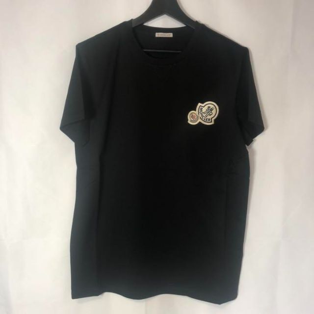 トップスXLサイズ Moncler モンクレール ダブルロゴ入りTシャツ ブラック