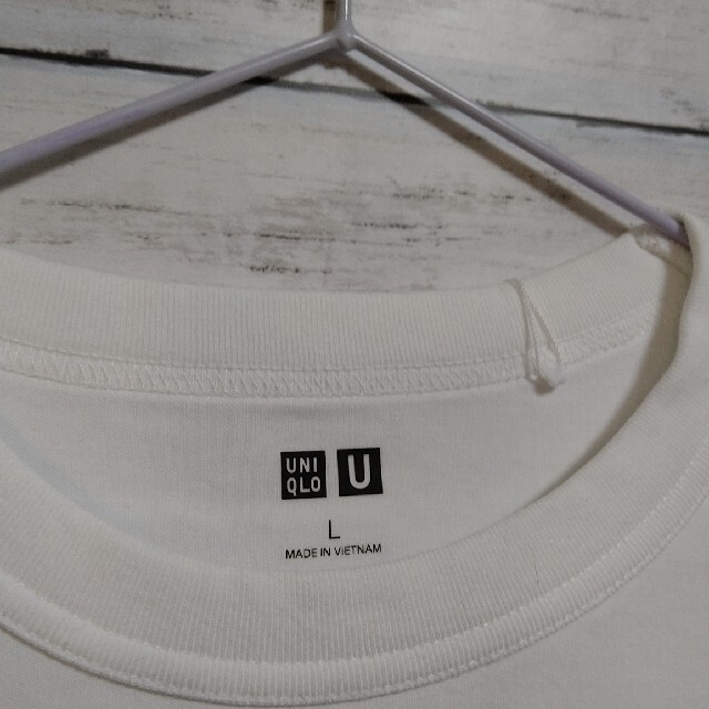 UNIQLO(ユニクロ)の新品!　ユニクロU　クルーネックTワンピース　ホワイト　L レディースのワンピース(ひざ丈ワンピース)の商品写真