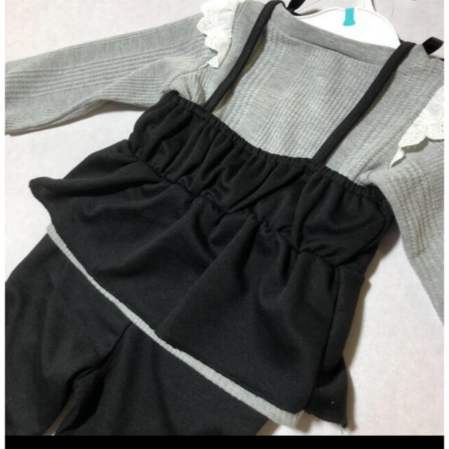 西松屋(ニシマツヤ)の三点セット　黒 キッズ/ベビー/マタニティのキッズ服女の子用(90cm~)(Tシャツ/カットソー)の商品写真