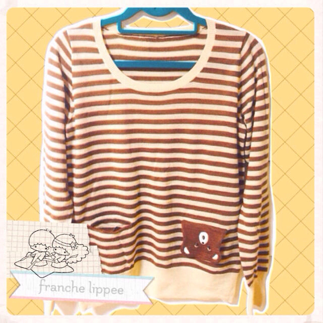 franche lippee(フランシュリッペ)のリッペ○くまポケしましまニット レディースのトップス(ニット/セーター)の商品写真