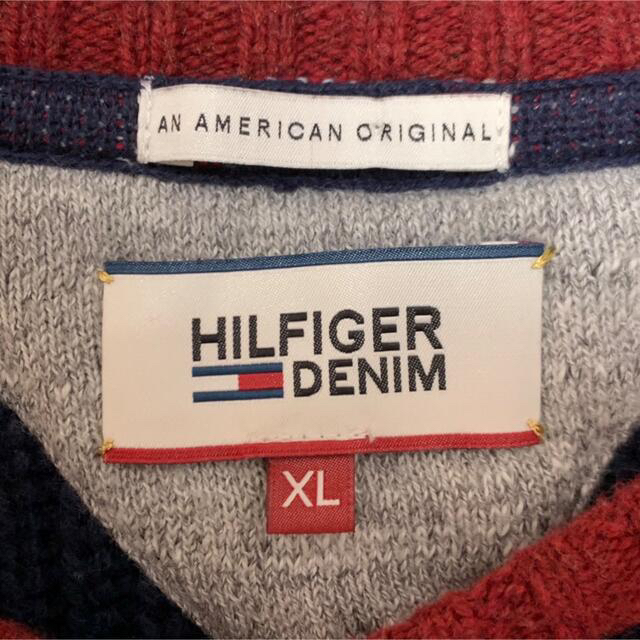 TOMMY HILFIGER(トミーヒルフィガー)の【HILFIGER DENIM】ローゲージニットセーター XL 古着 メンズのトップス(ニット/セーター)の商品写真