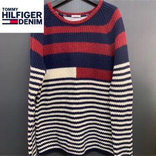 トミーヒルフィガー(TOMMY HILFIGER)の【HILFIGER DENIM】ローゲージニットセーター XL 古着(ニット/セーター)