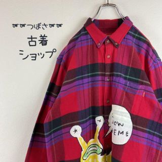 XL Supreme Daniel Johnston Plaid Shirt 赤