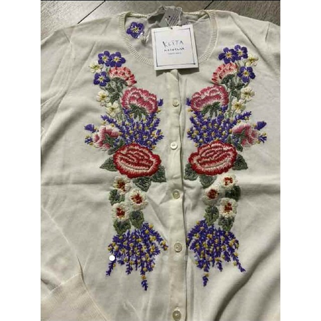ケイタマルヤマ keita maruyama カーディガン 刺繍 花柄 綿-