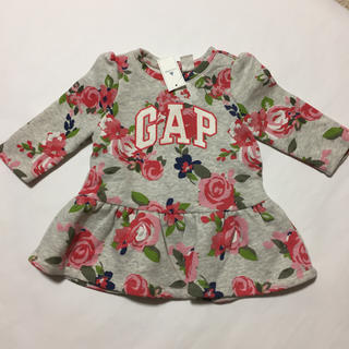 ベビーギャップ(babyGAP)の新品  gap 長袖ワンピース 花柄  70(ワンピース)