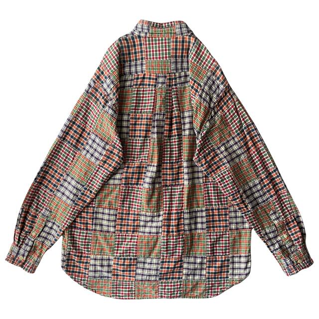 90s 00s巨人タグ J.CREW パッチワークシャツ