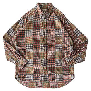 90s 00s巨人タグ J.CREW パッチワークシャツ