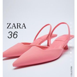 ザラ(ZARA)のZARA ザラ zara キトンヒールスリングバックシューズ　ピンク(ミュール)