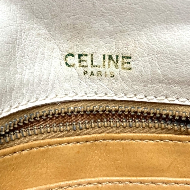 セリーヌ CELINE ヴィンテージ マカダム金具 2way 斜め掛け ショルダーバッグ レザー ホワイト