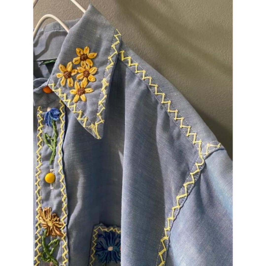 古着 ビンテージ 70s ハンドメイド 花柄 刺繍 ヒッピー 長袖 古着 ビンテージ 70s ハンドメイド 花柄 刺繍 ヒッピー 長袖