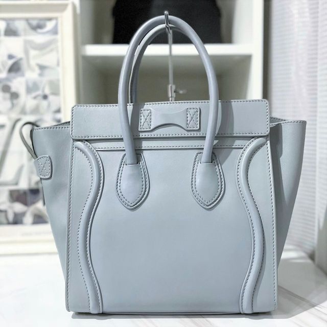 celine - 美品☆ セリーヌ ラゲージ マイクロ レザー ブルーグレーの ...