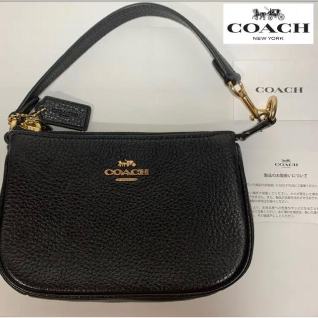 COACH(コーチ)の【極美品】コーチ ワンショルダー ミニバッグ アクセサリーポーチ レザー 黒 レディースのバッグ(ショルダーバッグ)の商品写真