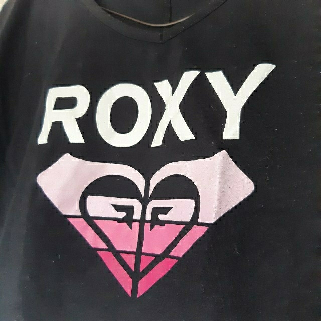 Roxy(ロキシー)のROXY　ロキシー　Tシャツ　カットソー　黒　ピンク　フレンチスリーブ レディースのトップス(Tシャツ(半袖/袖なし))の商品写真