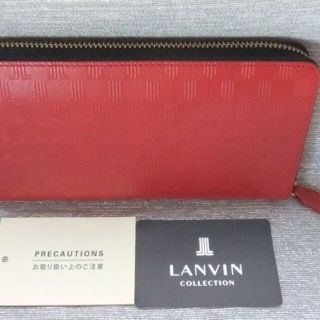 ランバンコレクション(LANVIN COLLECTION)の新品■ランバンコレクション■ロゴ柄牛革ファスナー長財布■レッド￥25300(財布)