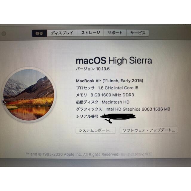 Mac (Apple)(マック)のearly2015 11inch メモリ8gb MacBookAir スマホ/家電/カメラのPC/タブレット(ノートPC)の商品写真