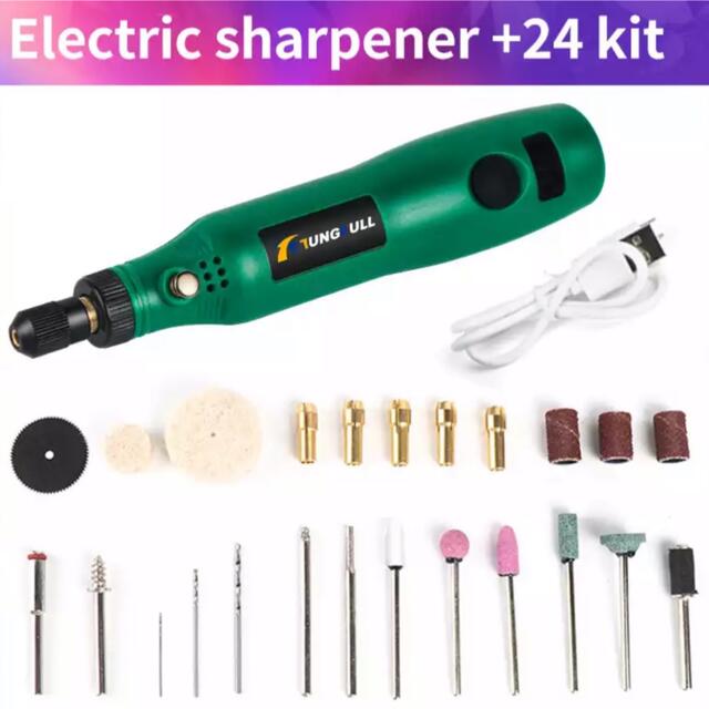 コードレス ドリル 電動工具 ミニルーター セット 初心者 ワイヤレス グリーン スポーツ/アウトドアの自転車(工具/メンテナンス)の商品写真