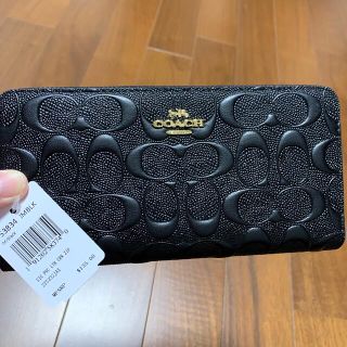 コーチ(COACH)のショプバ・箱付き　長財布　ブラックシグネチャー(長財布)