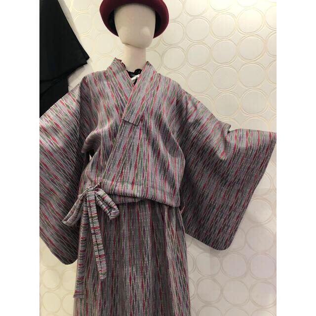 着物リメイク 紫 矢絣 矢羽根 ショート丈羽織 ロングスカート