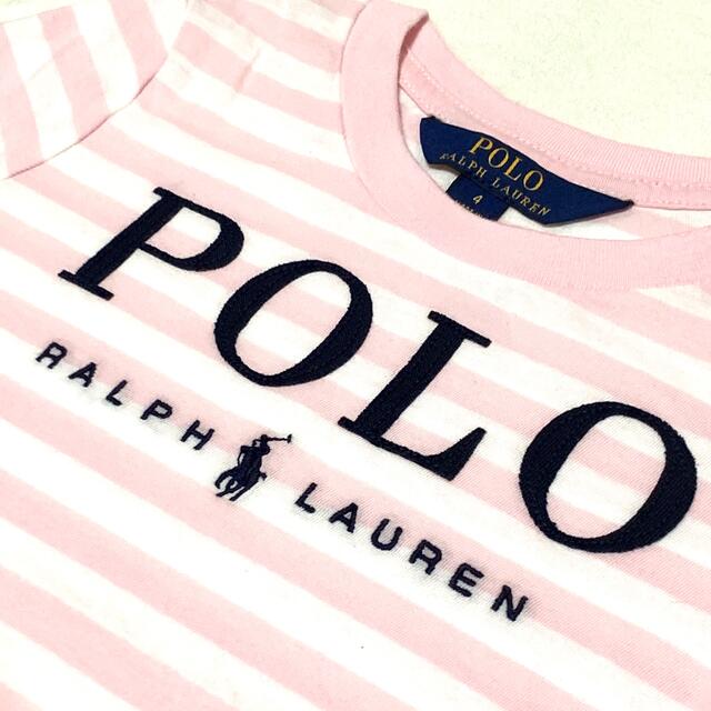 Ralph Lauren(ラルフローレン)の4T/110 新品 POLO ポニー ストライプ Tシャツ / ピンク キッズ/ベビー/マタニティのキッズ服女の子用(90cm~)(Tシャツ/カットソー)の商品写真