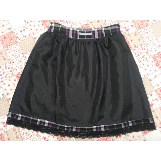 Xmiss(キスミス)の♡美品♡キスミス　ひざ丈スカート チェック（ブラック＆パープル＆ホワイト） レディースのスカート(ひざ丈スカート)の商品写真