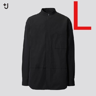ユニクロ(UNIQLO)のユニクロ +J スーピマコットンオーバーサイズスタンドカラーシャツ L 黒(シャツ)
