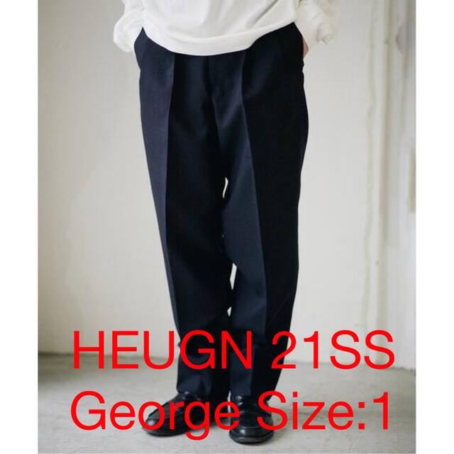 COMOLI(コモリ)のHEUGN 21SS George 2タックワイドパンツ ネイビー Size:1 メンズのパンツ(スラックス)の商品写真