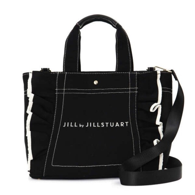 JILL by JILLSTUART(ジルバイジルスチュアート)のフリルキャンバストートブラック　大きいサイズ レディースのバッグ(トートバッグ)の商品写真