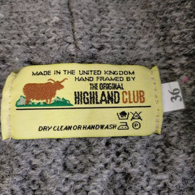 Hiland Club(ハイランドクラブ)のハイランドクラブ  ニット カーディガン サイズS  ウール イギリス製 グレイ メンズのトップス(カーディガン)の商品写真