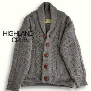 ハイランドクラブ(Hiland Club)のハイランドクラブ  ニット カーディガン サイズS  ウール イギリス製 グレイ(カーディガン)