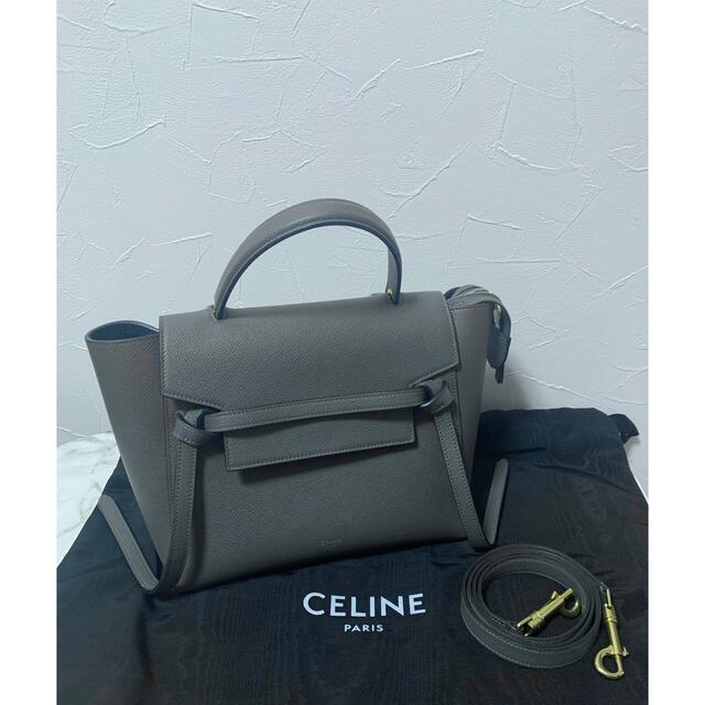 CELINE ベルトバッグ　マイクロ　グレインドカーフスキン　Grayレディース