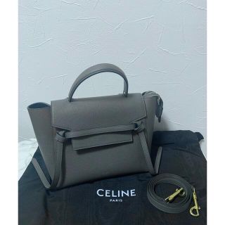 セリーヌ(celine)のCELINE ベルトバッグ　マイクロ　グレインドカーフスキン　Gray(ハンドバッグ)