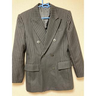 美品　スーツ ジャケット　ストライプ　黒　灰色　即日発送　レディース　フォーマル(セット/コーデ)