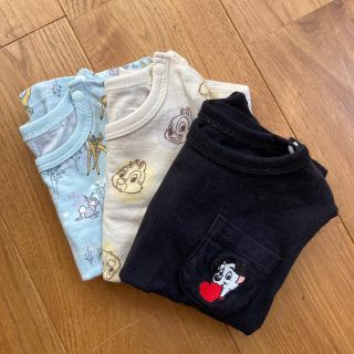 ユニクロ(UNIQLO)の【3枚セット】UNIQLO Disney ロンT ベビー服 70cm(シャツ/カットソー)