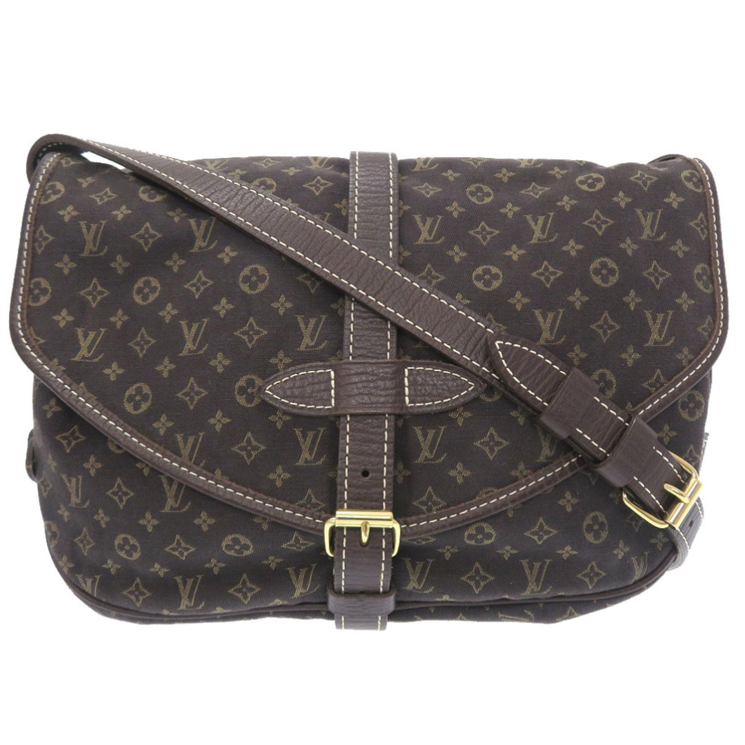 美品 ルイ ヴィトン モノグラム ミニ ラン ソミュール30 M95227 エベヌ ショルダーバッグ バッグ LV 0360  LOUIS VUITTON