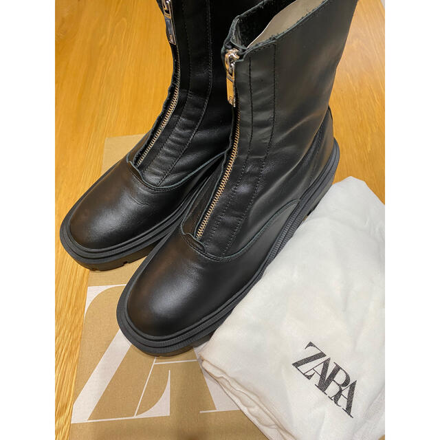 ZARA ジップブーツ　ジッパーブーツ　本革　27.5靴/シューズ