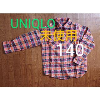 ユニクロ(UNIQLO)のUNIQLO未着用 フランネル ボタンダウンシャツ 140(ブラウス)