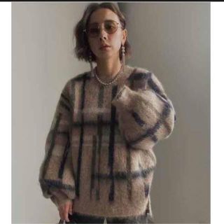 アメリヴィンテージ(Ameri VINTAGE)のAMERI PAINT CHECK FLUFFY KNIT トップス　ニット(ニット/セーター)